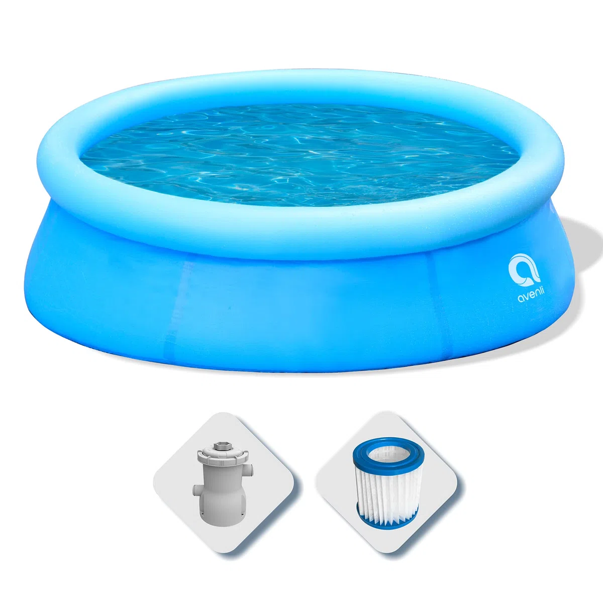 AVENLI Piscine Hors-Sol Ronde avec Anneau Gonflable, autoportant, 420 x 84 cm, Bleu Clair, avec Pompe Filtre Incluse