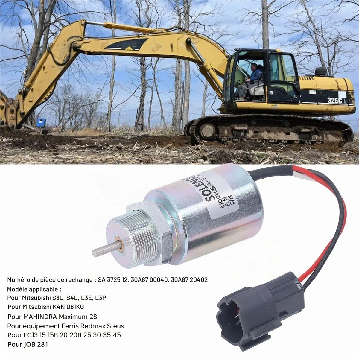 Électrovanne D'arrêt de Carburant SA 3725 12 30A87-00040 30A87-20402 Solénoïde D'arrêt en Acier Inoxydable pour L3E S3L S4L L3P