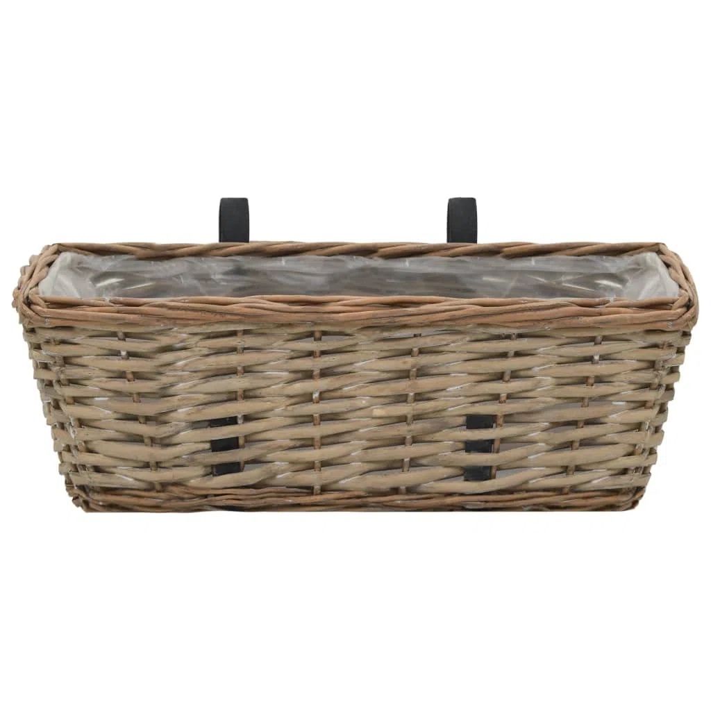 Jardinière de Balcon en Osier 40 cm avec Doublure PE 2 pcs, Pot Suspendu pour Fleurs, Herbes aromatiques, succulentes, décoration Jardin terrasse intérieur extérieur