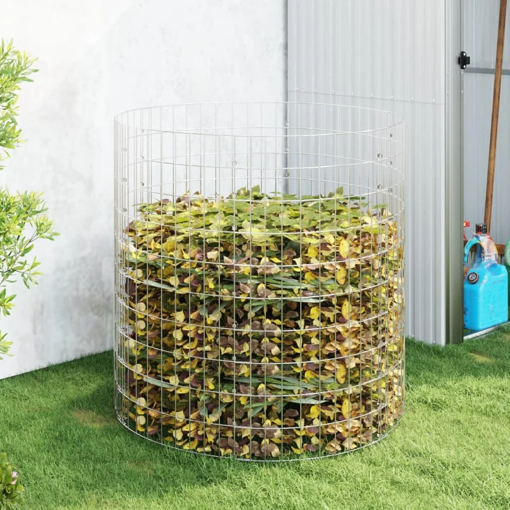 Composteur de Jardin en Acier galvanisé Ø100x100 cm pour Recyclage de déchets Verts et organiques, idéal pour Potager, Balcon ou pelouse, avec aération optimale