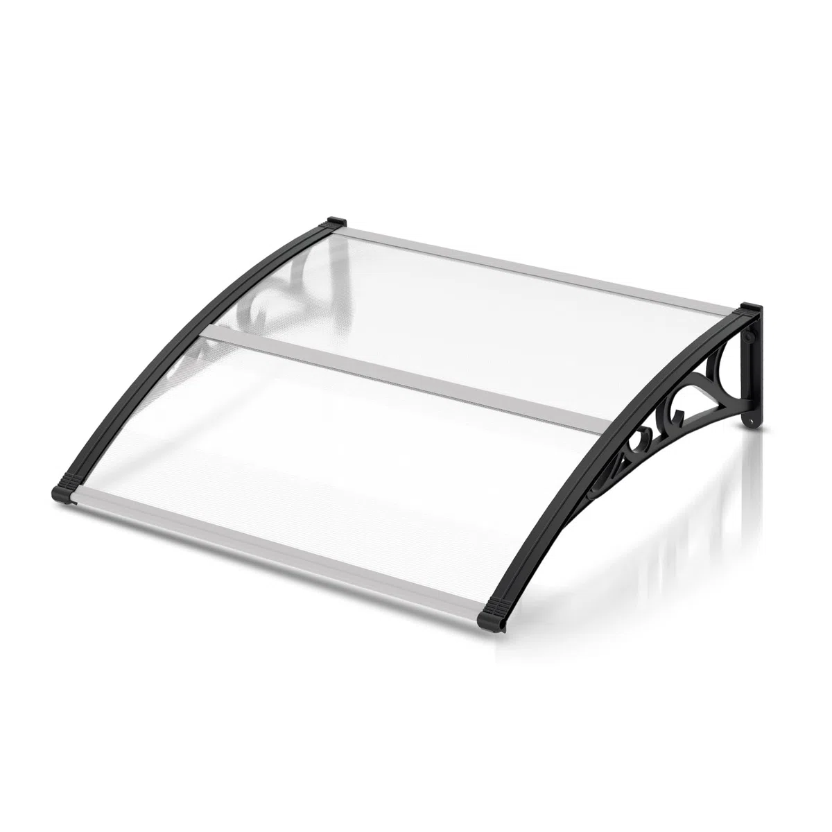 Gimisgu Auvent pour Porte d'entrée - 120 x 100 cm - en Polycarbonate Transparent - 5 mm - Support en polypropylène - Toit de Porte pour l'extérieur - Protection Contre la Pluie