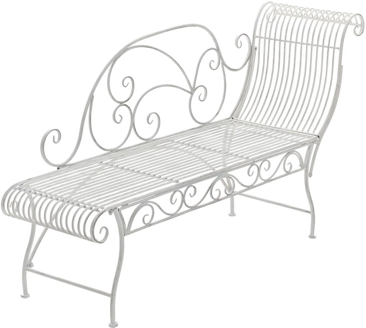 CLP Banc de Jardin Karma Style Art Nouveau avec Ornements, Chaise Longue extérieure capacité 160 kg Couleur Blanc Antique