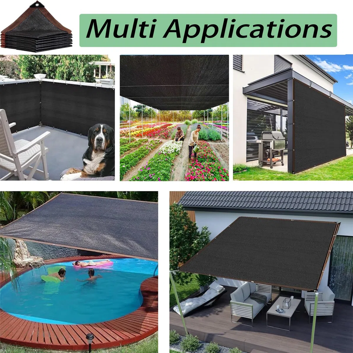 Bâche en Maille Robuste 4,57 M X 9,75 M (15 Pi X 32 Pi), Noire et Durable, avec Œillets Renforcés, Idéale pour Serres, Terrasses, Plantes et Poulaillers. Disponible en 3 M (10 Pi), 6 M (20 P