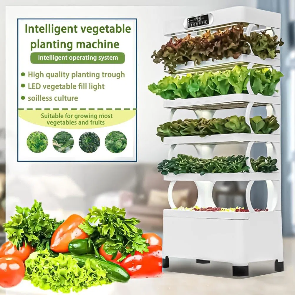 Système de culture hydroponique, tour de jardin à 5 niveaux avec lampe de culture LED, kit complet de légumes et d'herbes pour jardinage à la maison