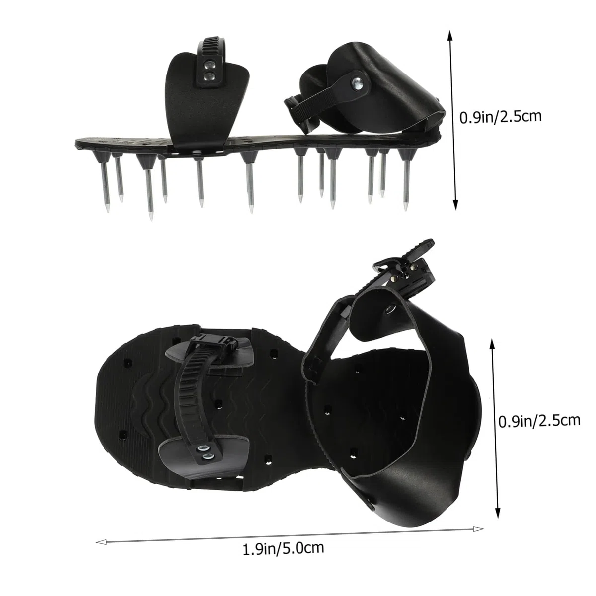 Gatuida 1 Paire Chaussures Aérateurs de Pelouse Sandales de Jardinage Réglables pour Aération Gazon Outil de Jardinage Pratique PU Noir pour la Circulation de Air Nutriments
