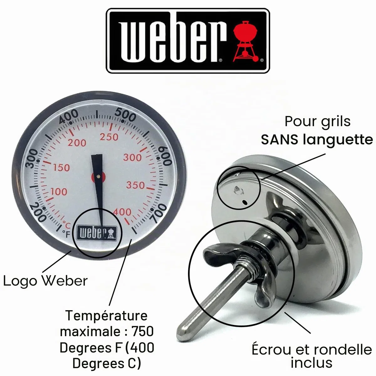 Weber # 60393 Thermomètre Genesis/Summit sans languette