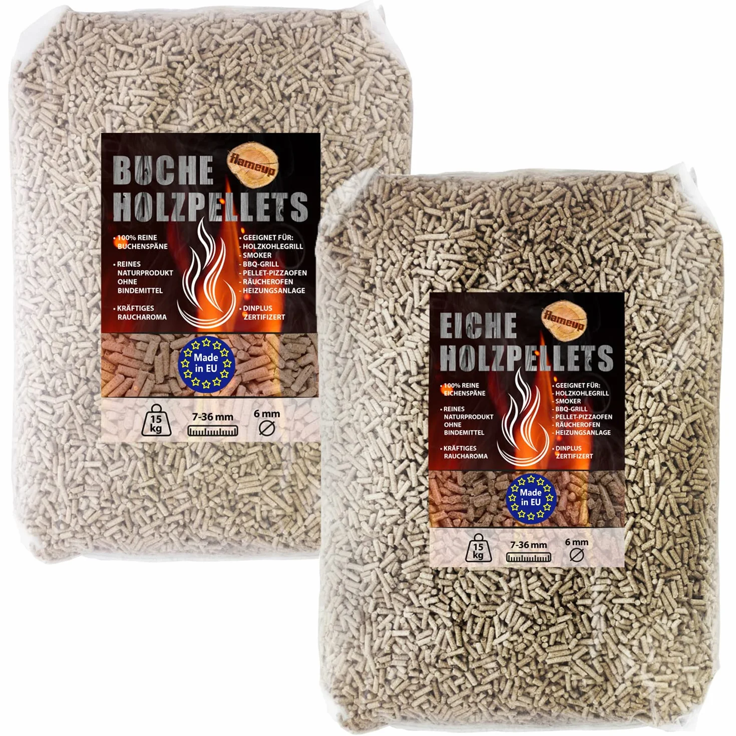 pellets de Fumage chêne et hêtre 15 kg + 15 kg pellets Bois pour Barbecue Four à Pizza fumoir extérieur Accessoires | 15 kg chacun, bois, barbecue, extérieur, granulés de bois, jardin