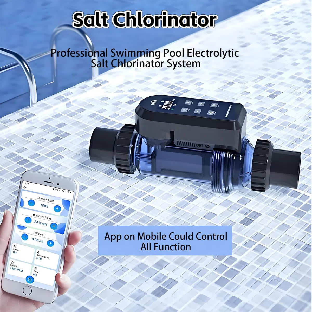 Machine De Chlore Au Sel De Piscine, SystèMe D'éLectrolyse Au Sel, SystèMe De Chloration, Wi-FI IntéGré Et TéLéCommande, pour Spa De Piscine. LC250A
