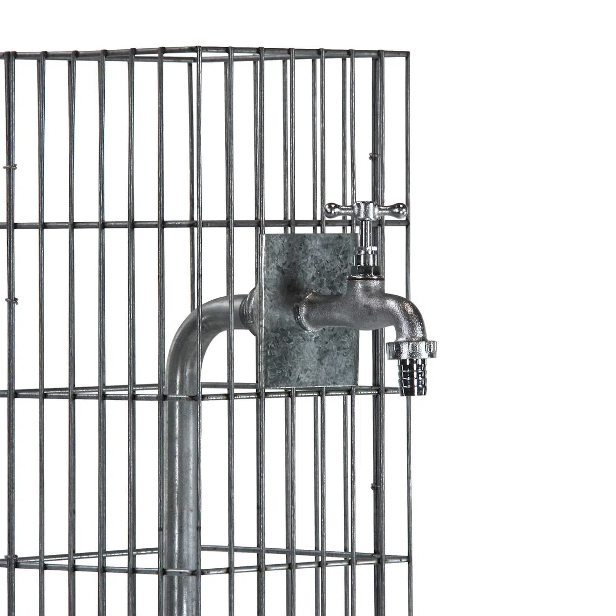 bellissa Colonne Gabion avec Robinet d'eau en métal - 95635 - Colonne Gabion de Haute qualité avec Robinet d'eau - Fontaine de Jardin décorative - 16 x 16 x 90 cm