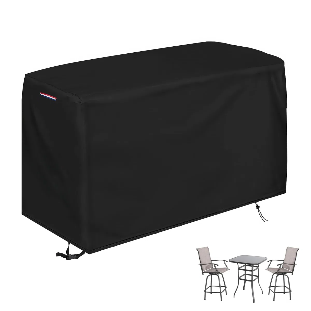 Housse de table et de chaise de bar d'extérieur - Imperméable et résistante - Pour meubles rectangulaires de 193 cm de long - 193 cm (L) x 86,4 cm (l) x 106,7 cm (H)