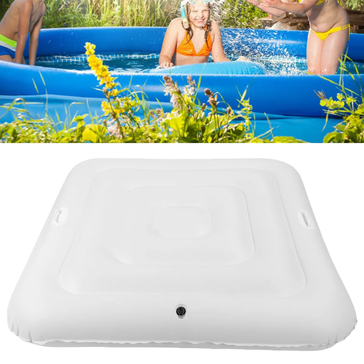 Couverture de Piscine Carrée Gonflable de 130 Cm, Protection en PVC Anti-poussière pour Spa Extérieur pour Une durabilité et Une propreté Améliorées