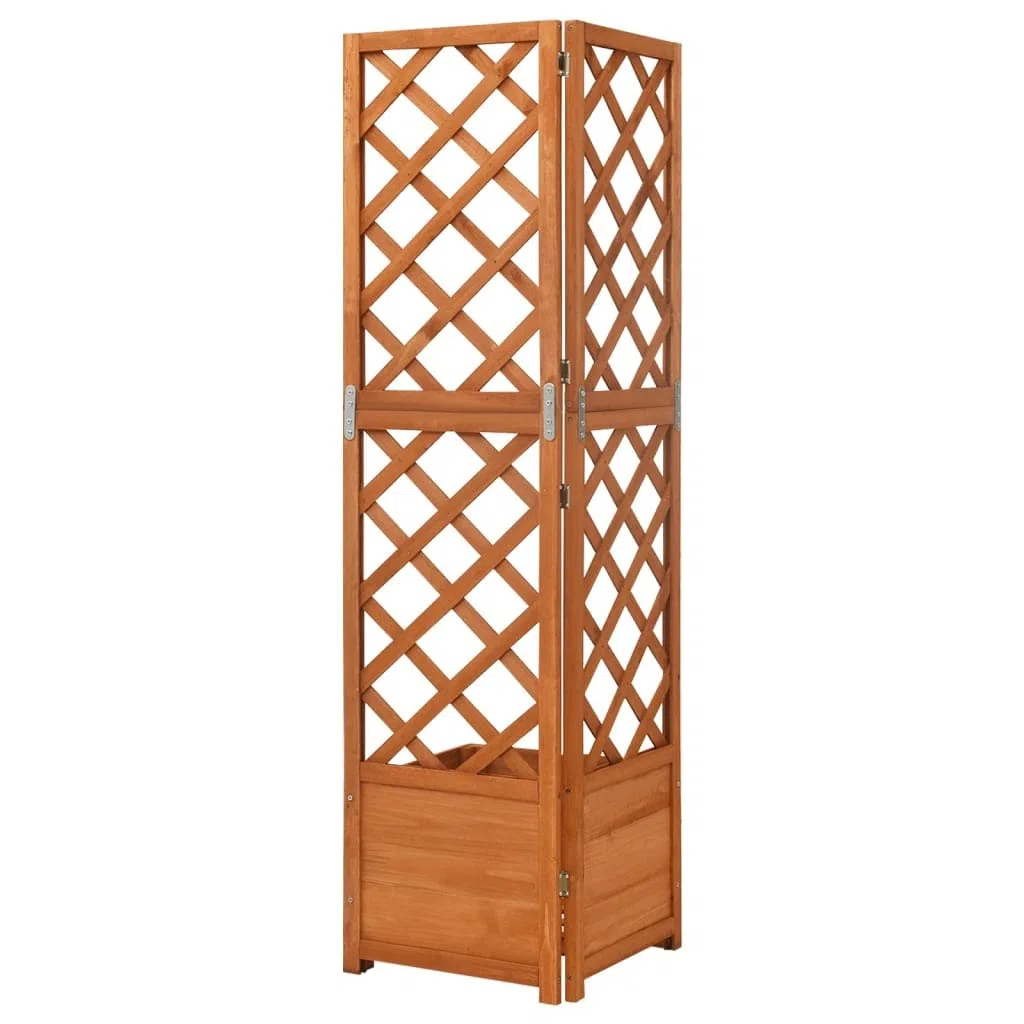 vidaXL Bois de Sapin Massif Jardinière d'angle en Treillis Bac à Fleurs Pot de Plantes Jardin Balcon Terrasse Patio Extérieur 40x40x150 cm