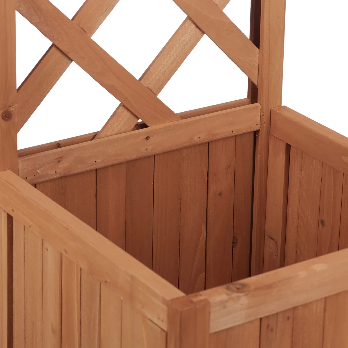 Relaxdays Jardinière avec treillis bac à fleurs treillage bois jardin pot plantes résistant 25 litres 150 cm, nature
