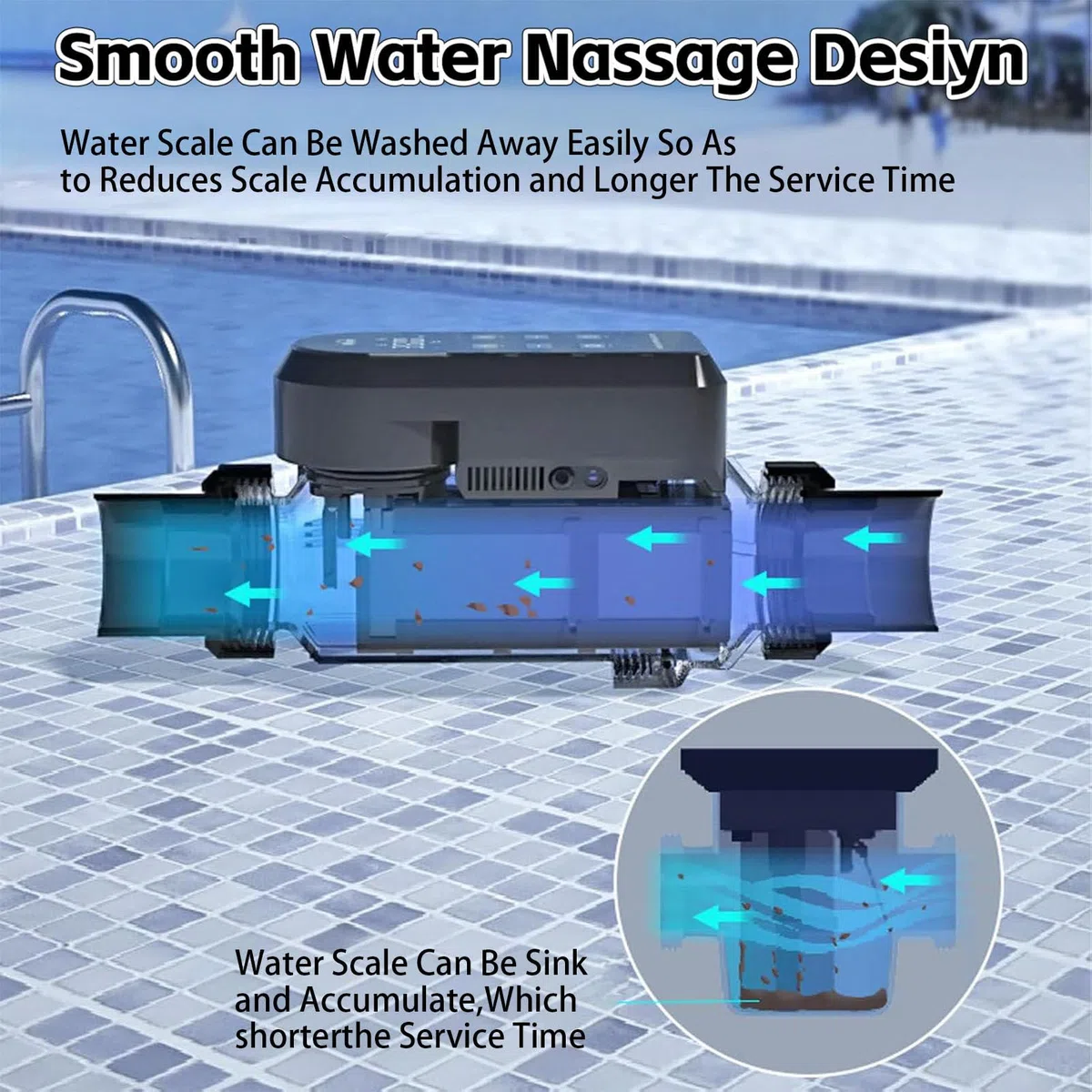 Machine De Chlore Au Sel De Piscine, SystèMe D'éLectrolyse Au Sel, SystèMe De Chloration, Wi-FI IntéGré Et TéLéCommande, pour Spa De Piscine. LC250A