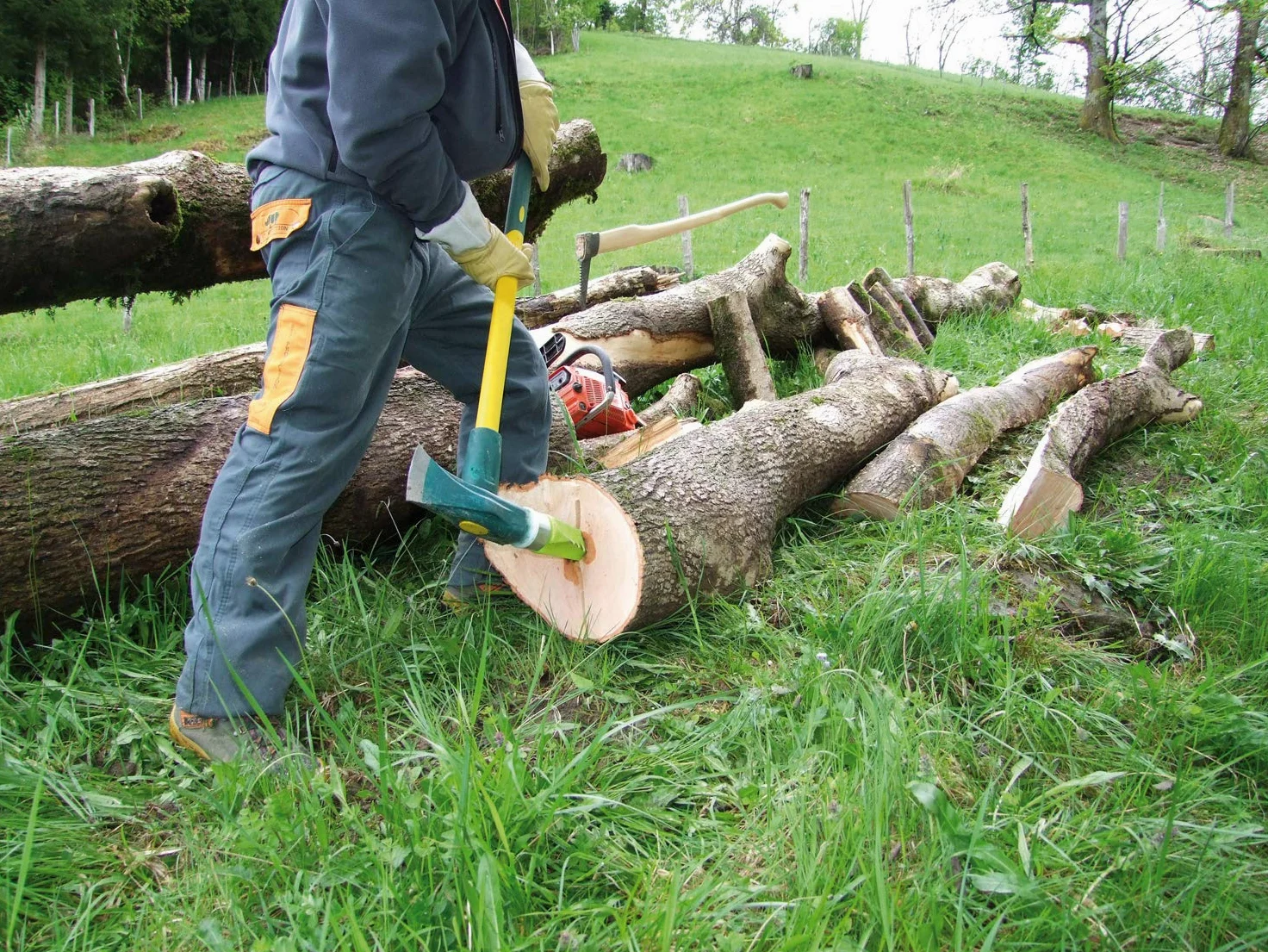 Leborgne, Hache Merlin Éclateur, Manche Novamax avec Pare Faux-Coups, Outil de Jardinage Idéal pour Ébrancher et Fendre le Bois, Résistant et Ergonomique, Taille Parfaite pour un Usage Intensif