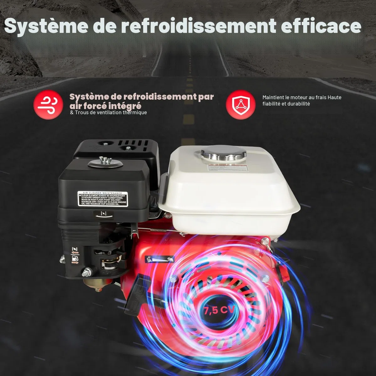 Moteur à essence 4 temps 7,5 CV OHV Moteur à essence Moteur monocylindre Moteur à essence Moteur à circuit Moteur