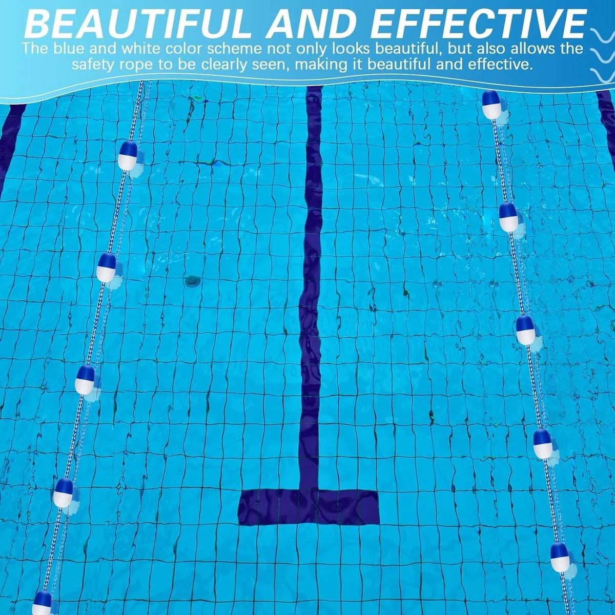 Cette barrière Flottante de sécurité pour Piscine, avec bouées et Ligne de Couloir de nage, Assure Une séparation Efficace et sécurisée. Idéale pour Les piscines, l'entraînement à la natatio
