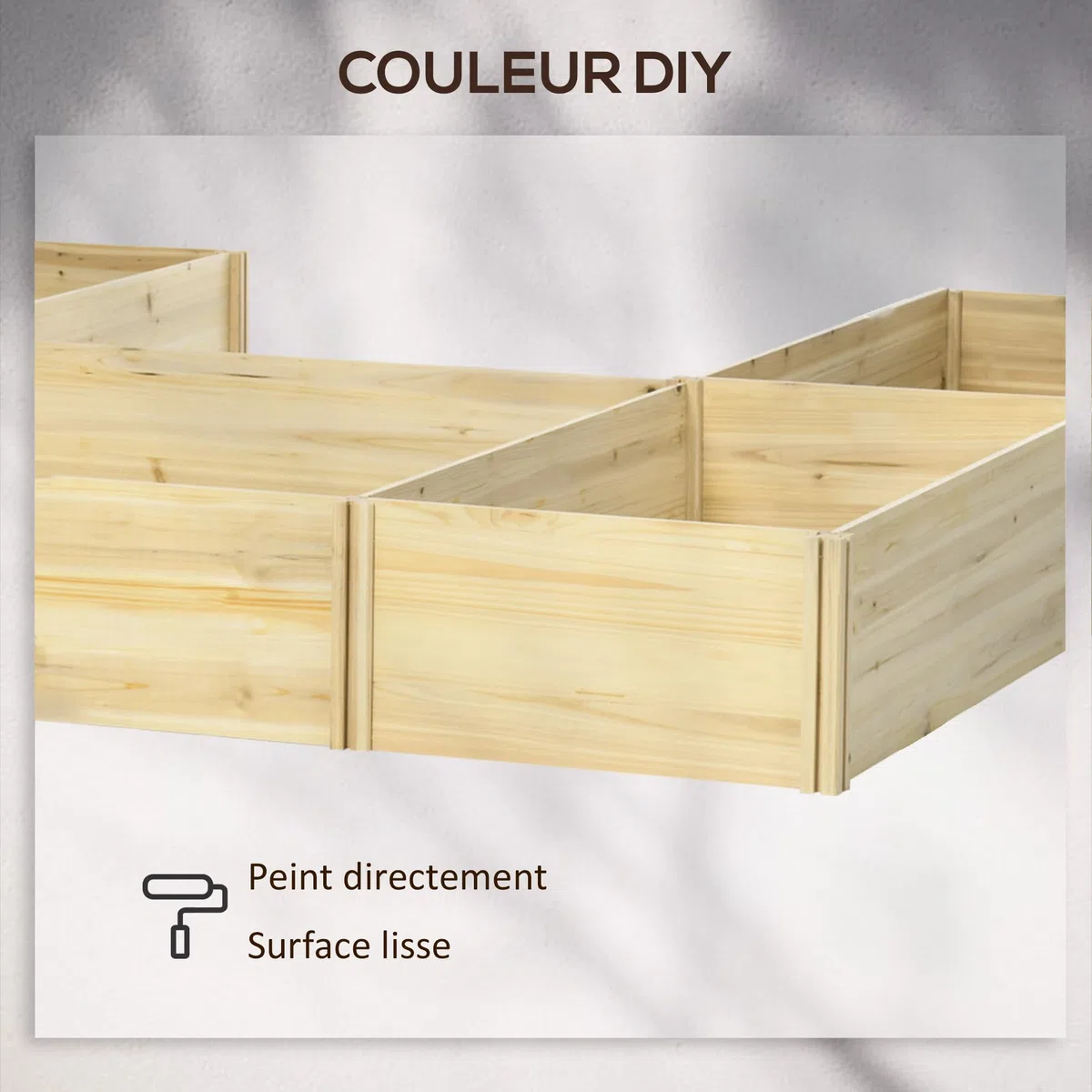 Outsunny Lot de 5 jardinières, Dim. 230L x 230l x 28H cm, Bois Naturel | Jardinières Convertibles Extérieur en Bois pré-huilé