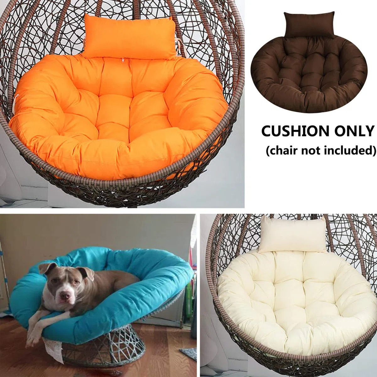 Coussin Rond pour Fauteuil Rotin, éPais Coussin pour Fauteuil Suspendu Exterieur Jardin, Lavable Coussin de Chaise Suspendue, AntidéRapant Coussin pour Hamac Chaise SuspenduBeige