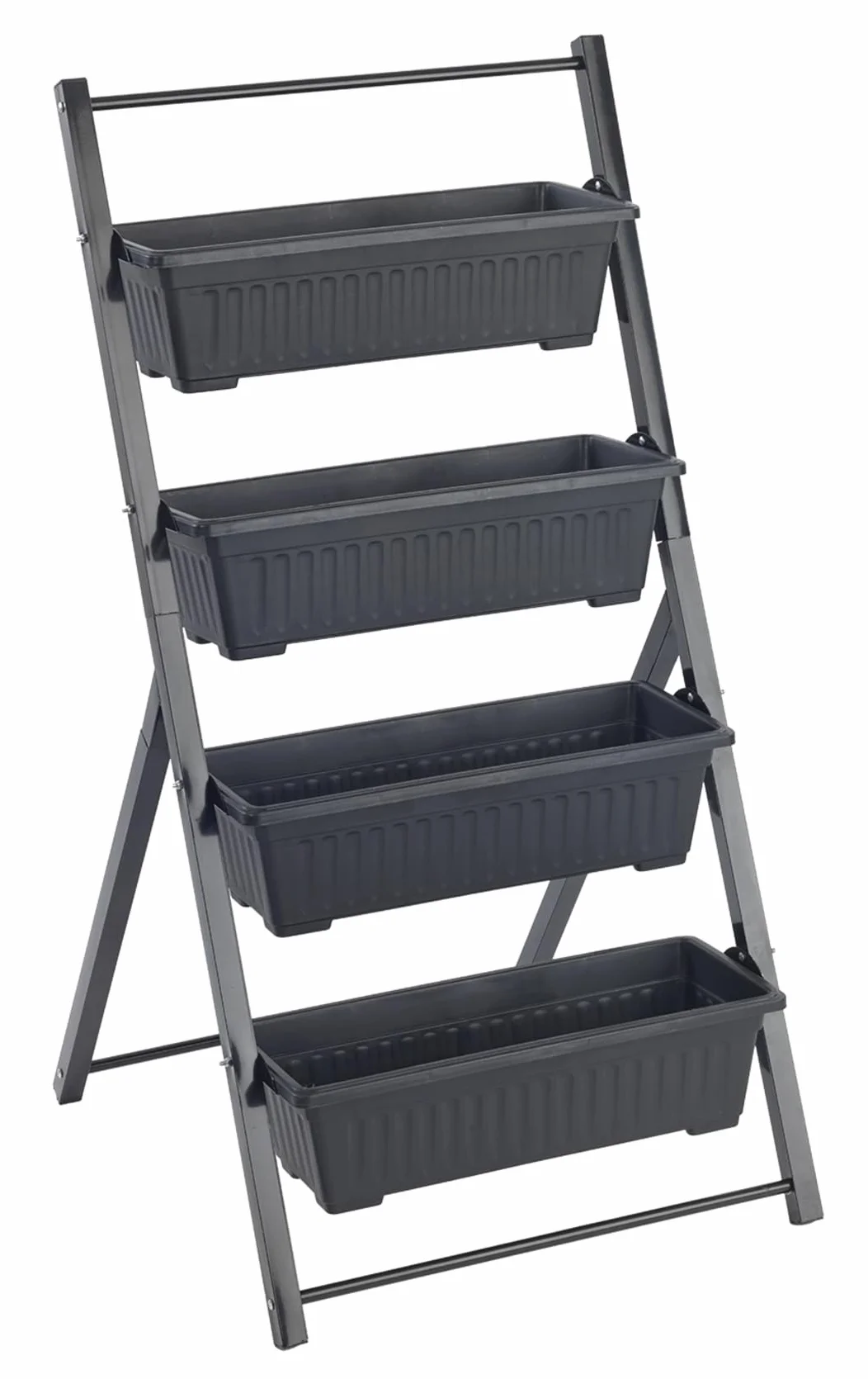 Maximex Lit surélevé Jardin Vertical 4 Niveaux pour Balcon et terrasse bacs Amovibles Plastique résistant aux intempéries 56,5 x 108 x 62 cm Noir