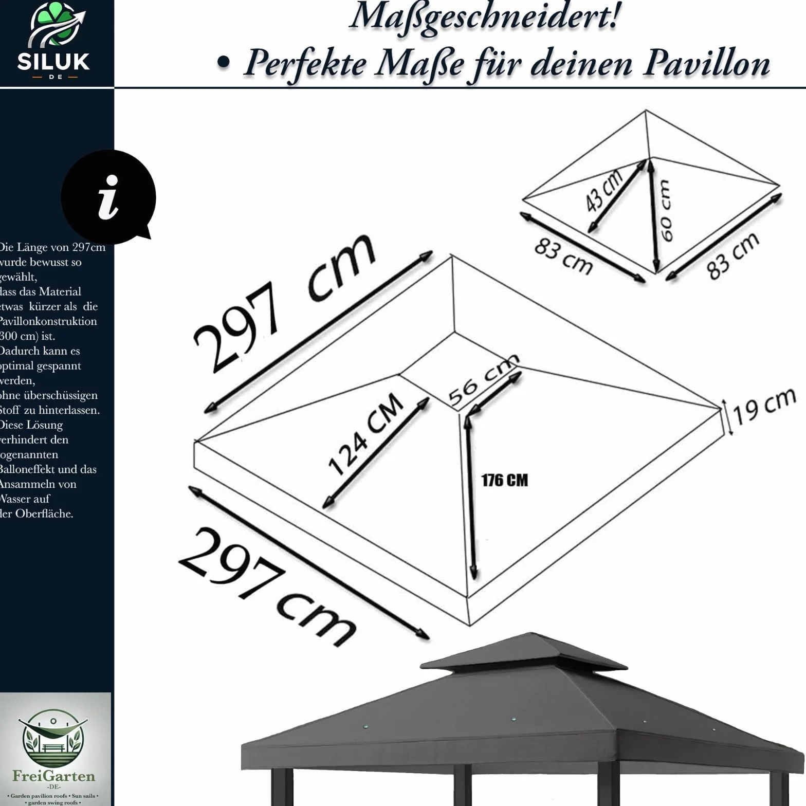 Modèle 2 Toit de rechange pour pavillon de jardin 3 x 3 m Étanche Matériau Panama en PVC, souple, 370 g/m², ultra résistant, modèle 1 (Anthracite)