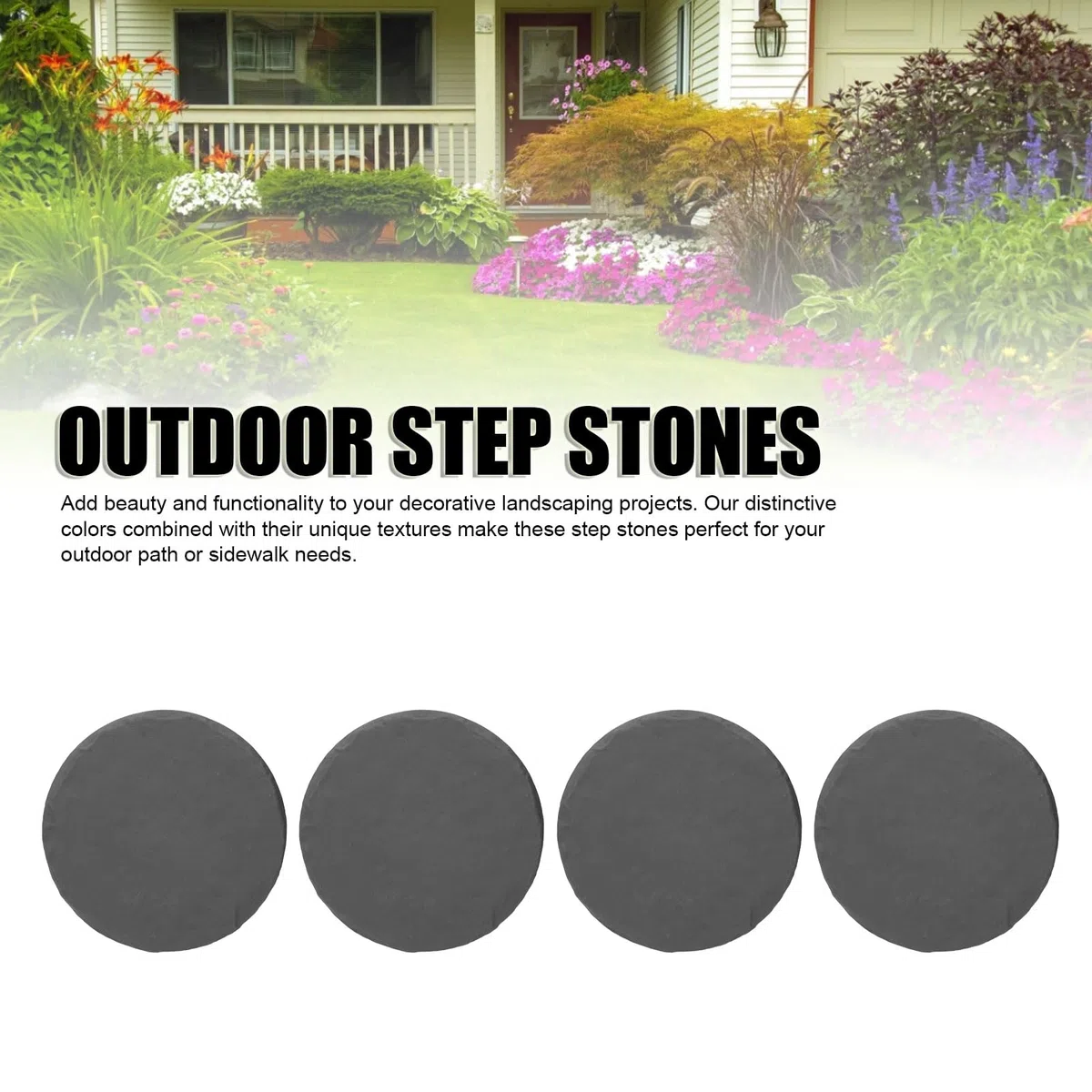 Pierres de gué Décoratives Circulaires de 15,5 Pouces avec Piquets de Sol, Pierres de Marche de Jardin en Résine pour Pavés D'Allée Extérieure, Allée, Pelouse, Cour, (Gray)