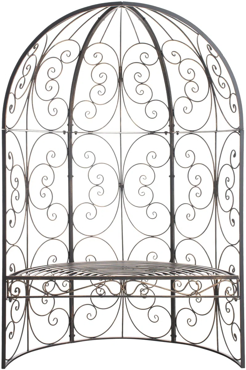 CLP Banc De Jardin Rosie Demi-Cercle I Banquette 2 Places avec Arche A Rosiers en Métal Stable I Demi-Gloriette pour Plantes Grimpantes, Couleur:Bronze
