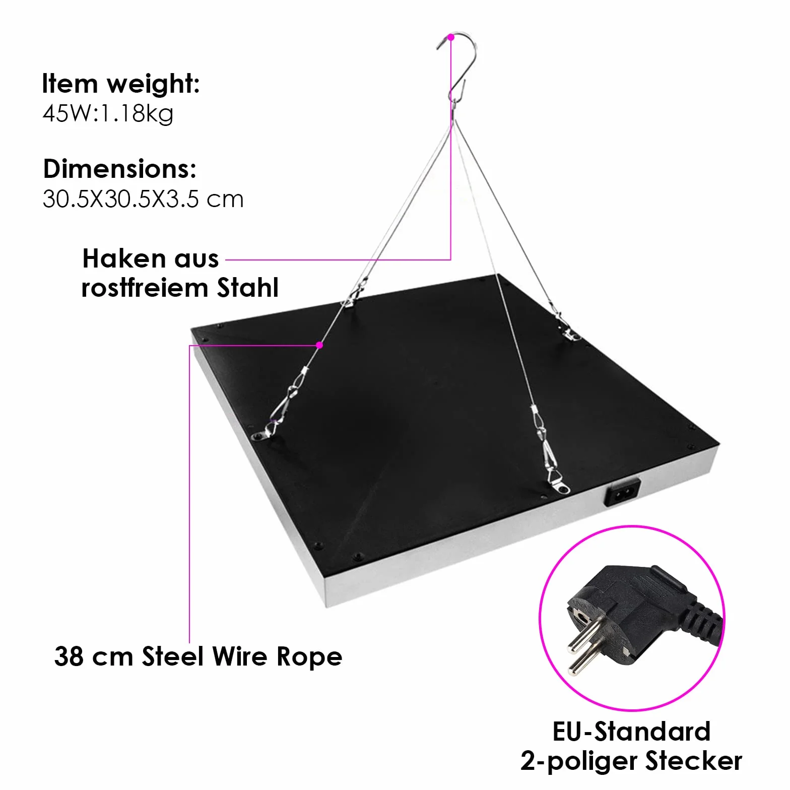 Randaco 2pcs 45W LED Grow Lightà Lampe de Plante Spectre Complet, Lampe Horticole avec 225LEDs Lumière Rouge et Bleue, Lampe de Plante pour Intérieur Hydroponique Germination