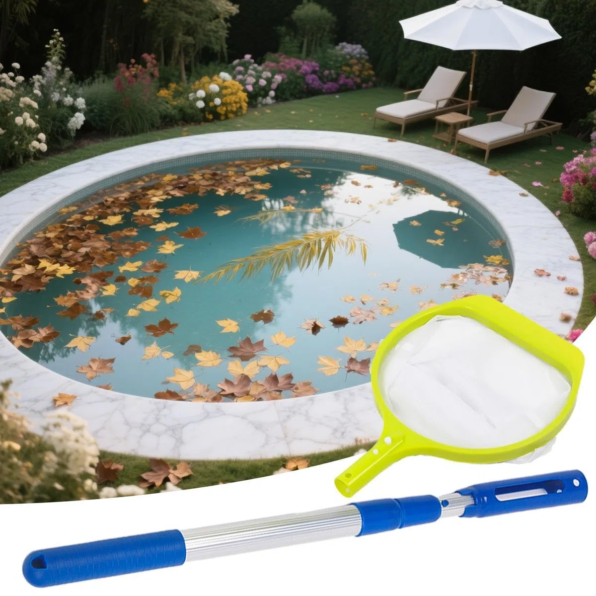 Épuisette de piscine, outil de nettoyage à poignée réglable | Écumoire pour feuilles de piscine | pour aquarium, pêche, débris, jacuzzi, jardin, terrasse, lac