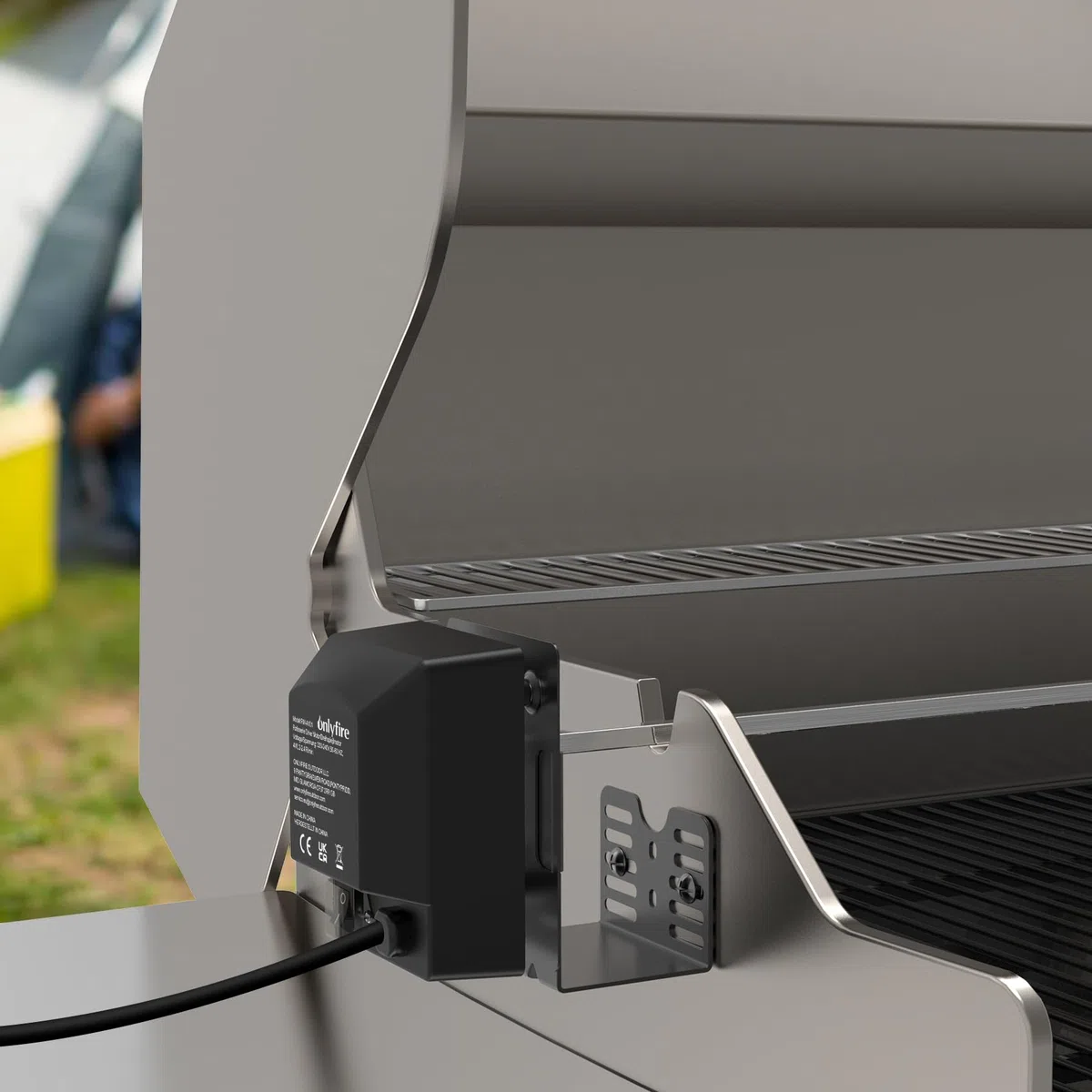 onlyfire Universel Barbecue Rôtisserie Set pour la Plupart des Barbecues à Gaz 2-4 Brûleurs, avec 2 Fourchettes à Viande, Moteur 220V - 240V, Tige de Broche Carrée Réglable 81,28cm-106,68cm