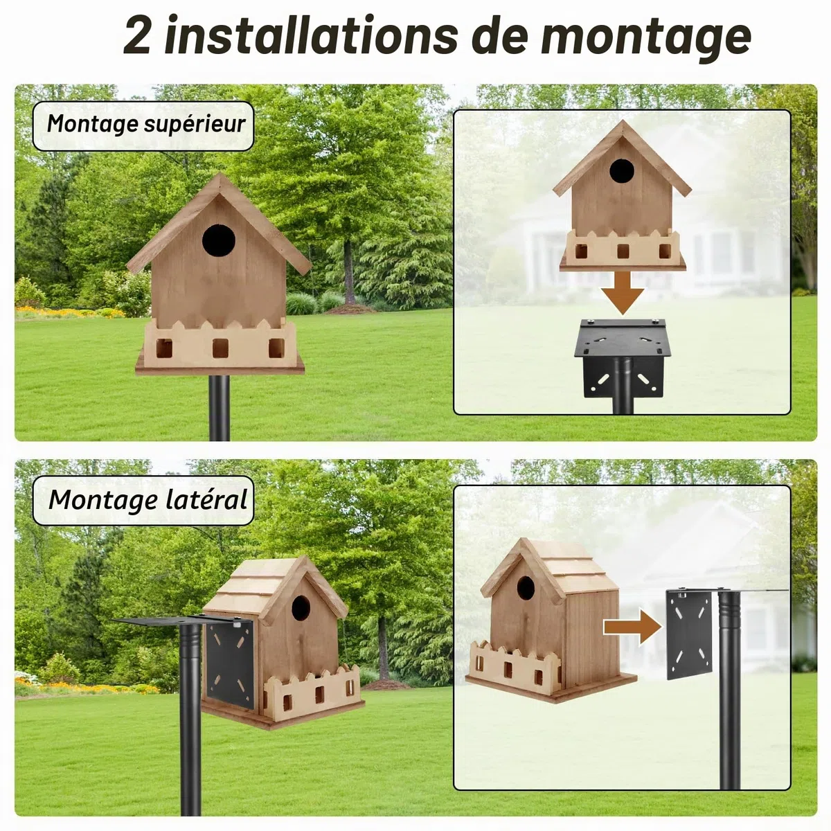 Mangeoires à oiseaux - Station de suspension en métal robuste - 232 cm de haut - Pour attirer les oiseaux sauvages
