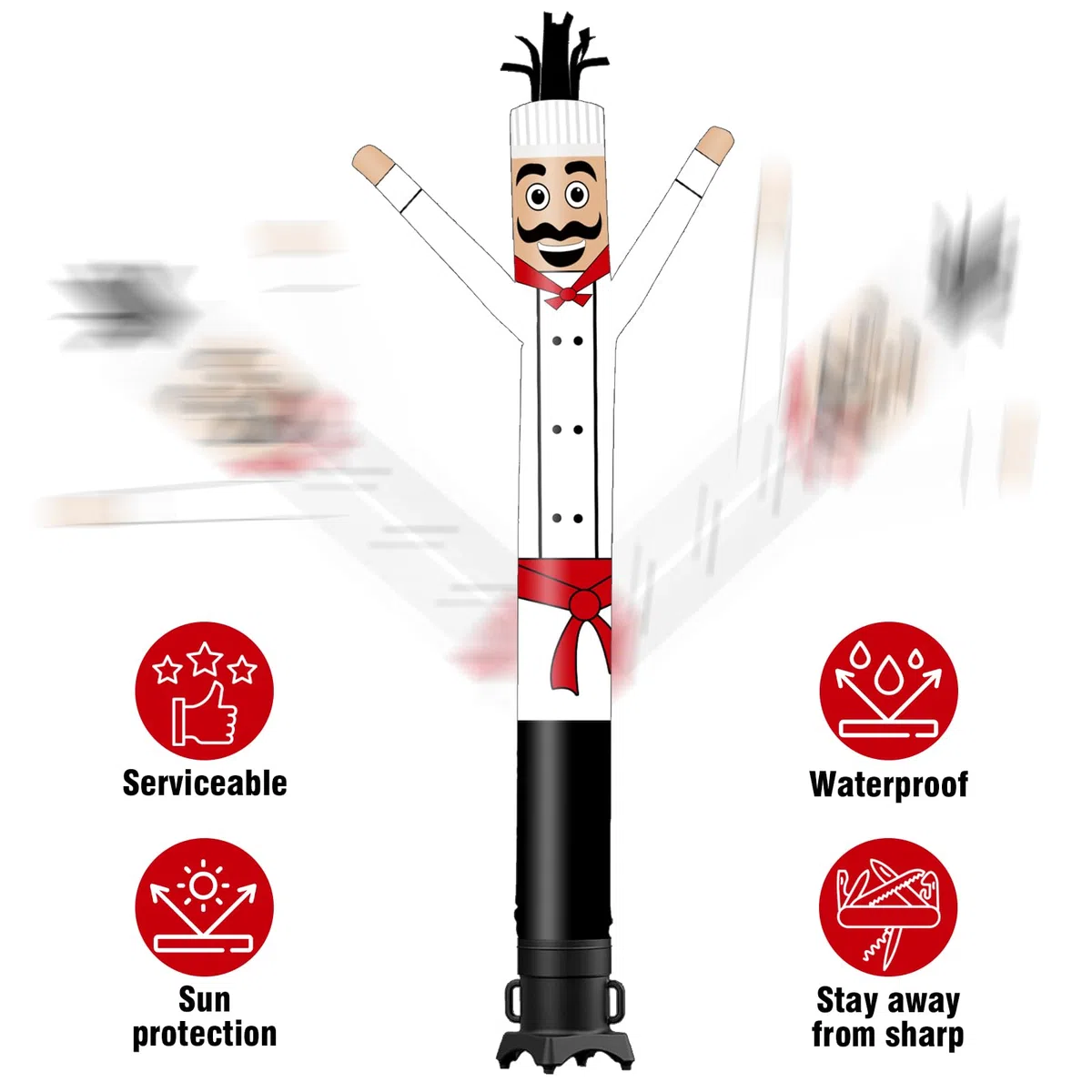 Tube gonflable de 6,1 m de haut pour homme - Danseur d'air farfelu - Danseur Wacky Wave Dancer (diamètre 45,7 cm) pour décoration extérieure, publicité et événements commerciaux (souffleur non