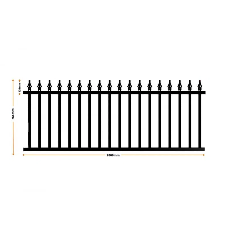 Gardenode Clôture de Jardin Panneau de clôture barrière de Jardin Aluminium flèches L 2m Gris