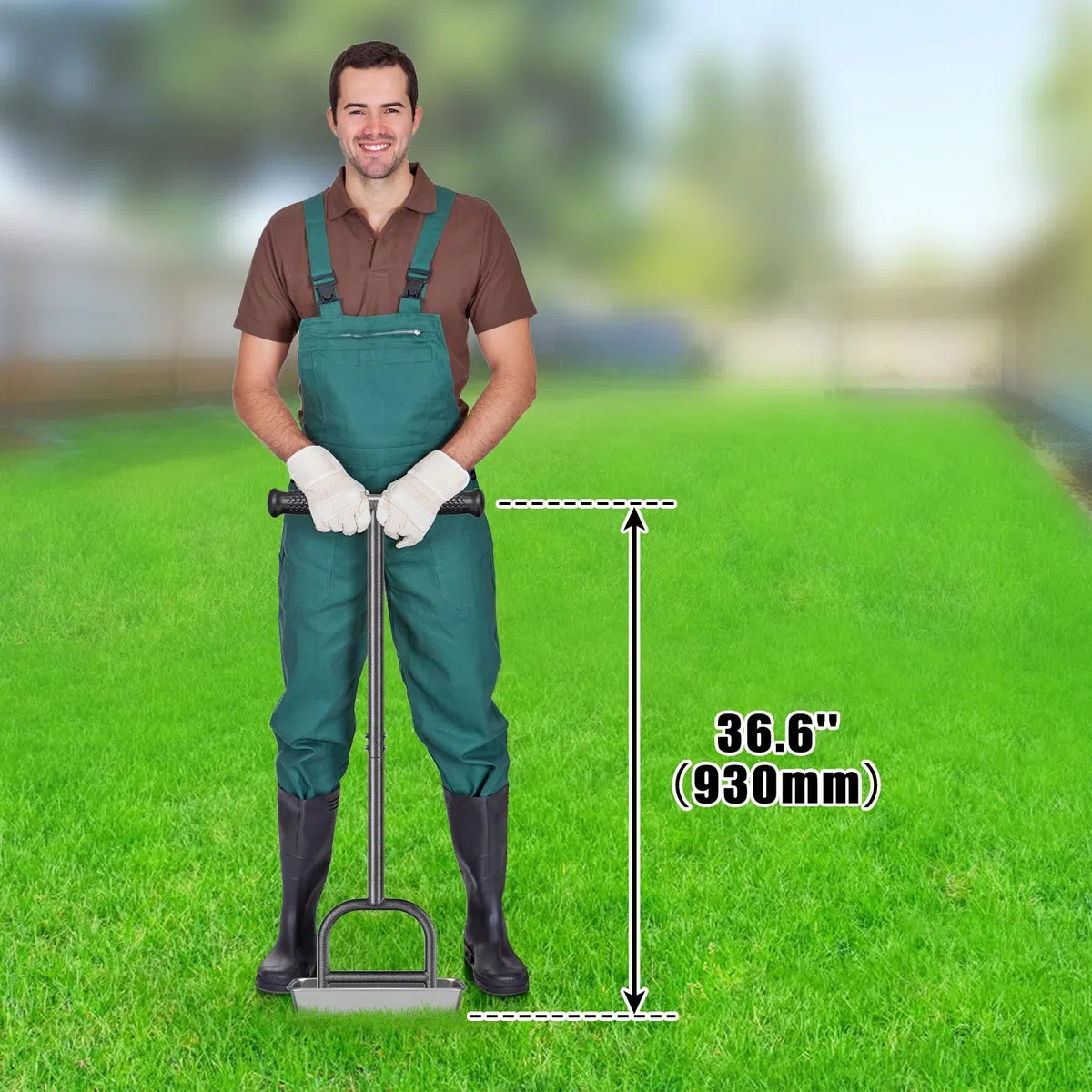 Aérateur de carottage de pelouse, aérateur Manuel à 4 cœurs en Acier Inoxydable pour aération de Cour et de pelouse, Outil d'aération Durable avec poignée en Caoutchouc Souple pour