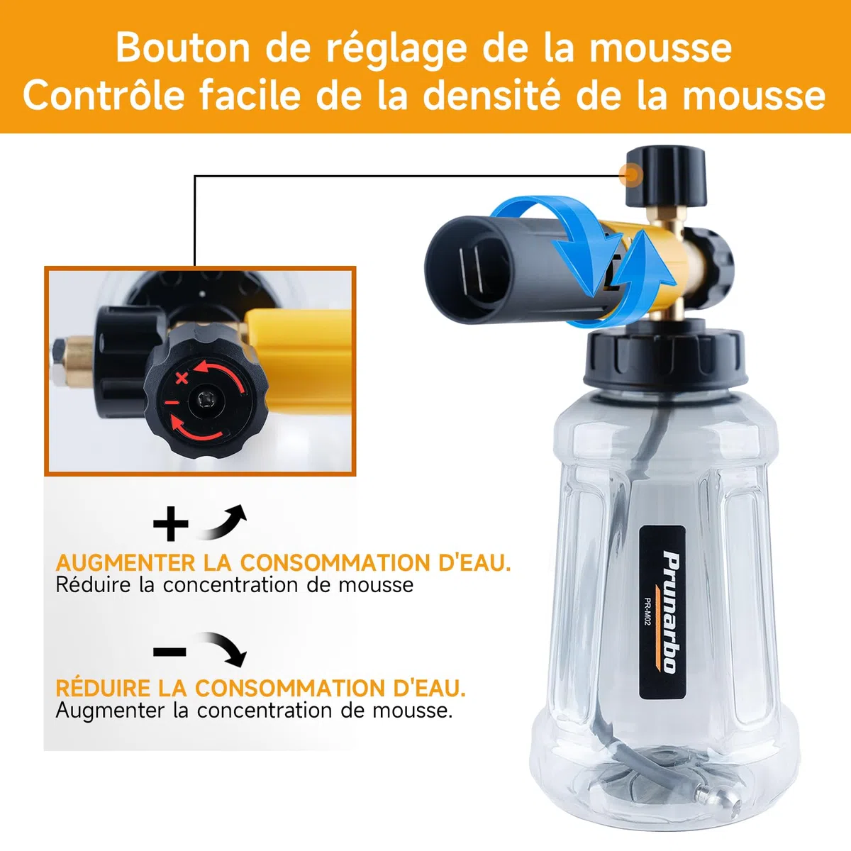 Canon à Mousse Compatible avec Kärcher K2-K7, Kit Lavage Auto | Pistolet Court, Mousse Épaisse, Nettoyage Rapide, Jantes, Carrosserie