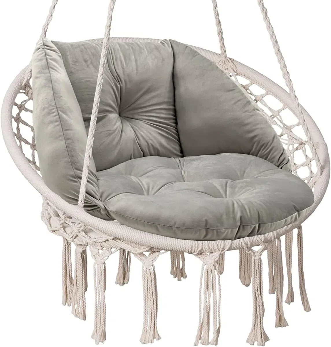 SuperKissen24. Coussin de Fauteuil Suspendu - Coussin Fauteuil Jardin - Oreillers de Oeuf Suspendu - Coussin Rond - Oreiller Moelleux - Argent