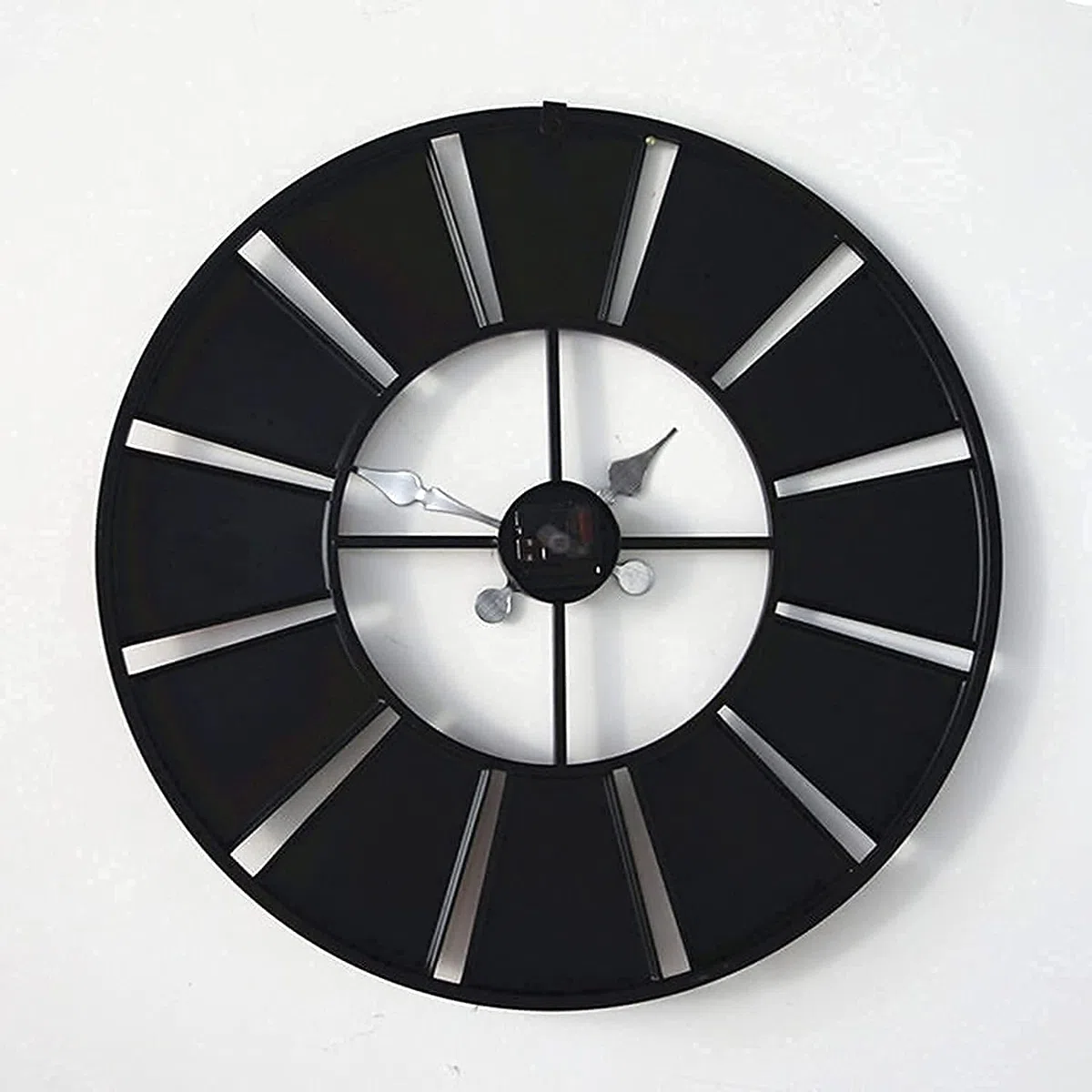 SBTXHJWCGLD Horloge Murale de Jardin extérieur, 60cm Autocollant Rond Horloge de Jardin Visage Ouvert Horloge extérieure étanche en métal Décoration extérieure intérieure Horloge Murale à Quar