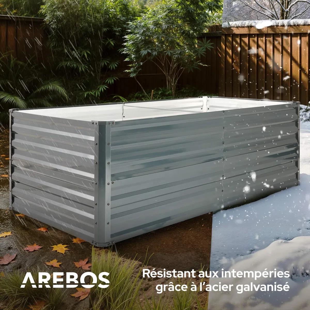 AREBOS Lit surélevé en métal 180x90x45 cm | Lit de Jardin en Acier galvanisé | Lit de Plantes résistant aux intempéries & à la Rouille | Lit de légumes rectangulaire pour Jardin & terrasse