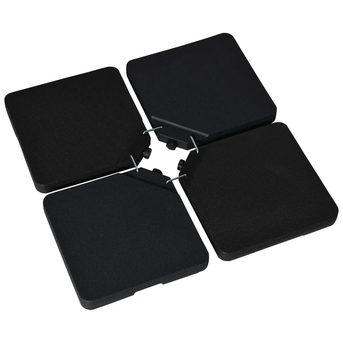 Outsunny Lestages pour parasols Dalles de Parasol 4 plaques HDPE - A remplir d'eau ou de Sable jusqu'à 60/70 kg - dim. 100 x 100 x 6,8 cm Noir