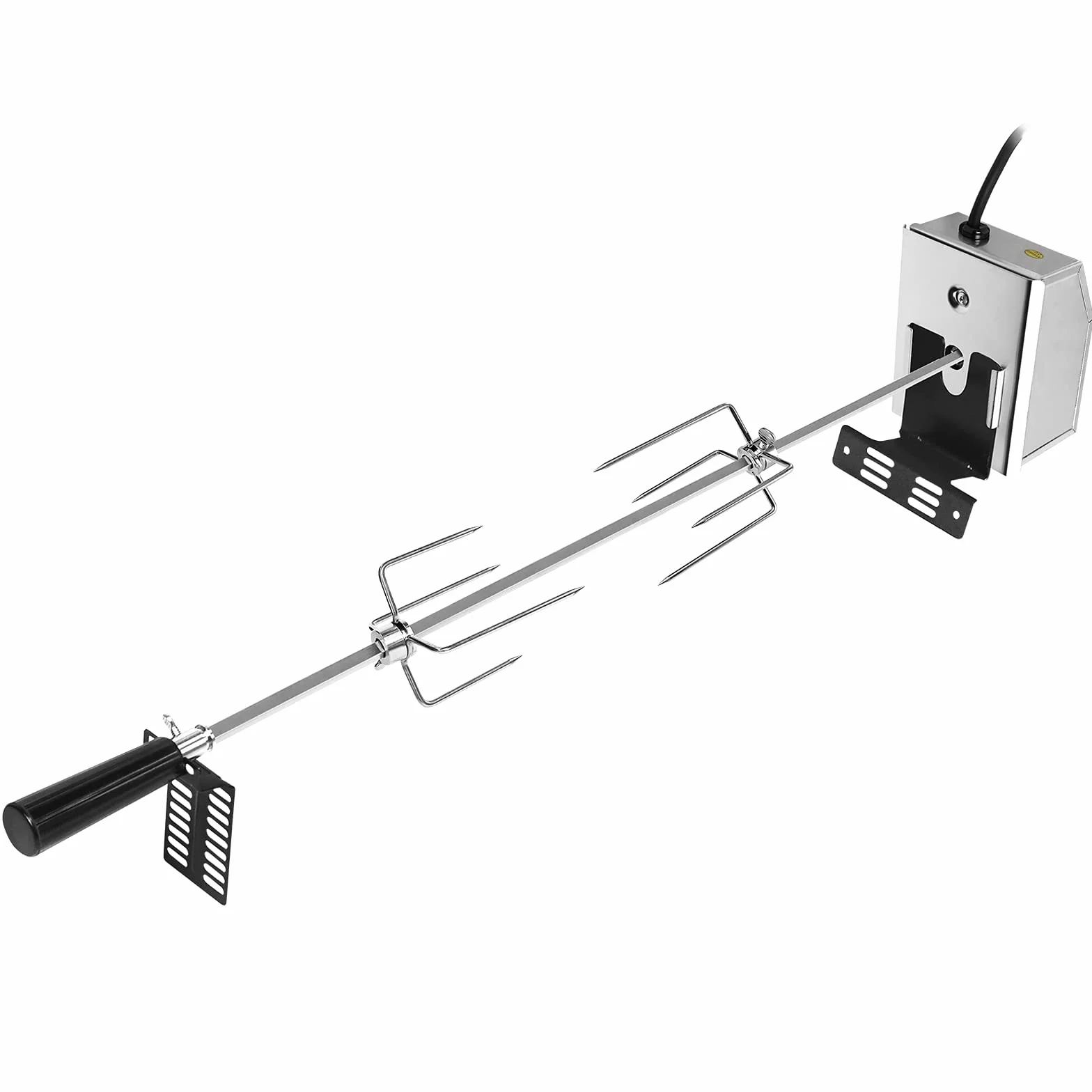 NAIZY Rôtissoire pour Barbecue Set de Brochettes à Griller universelle électrique avec 2 aiguilles à Viande et Moteur en Acier Inoxydable 220V - 240V pour rôtisserie et gril à gaz
