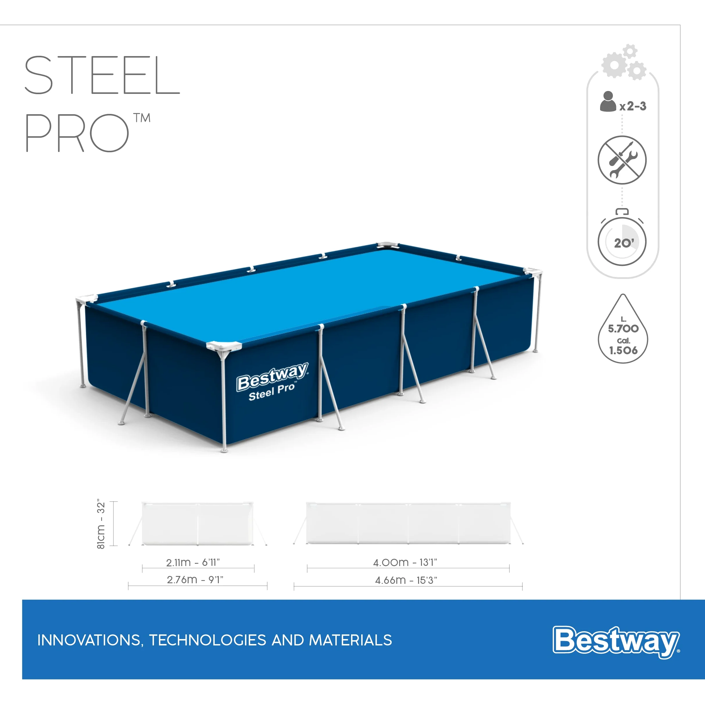 13'1" x 6'11" x 32"/4.00m x 2.11m x 81cm Pool Set