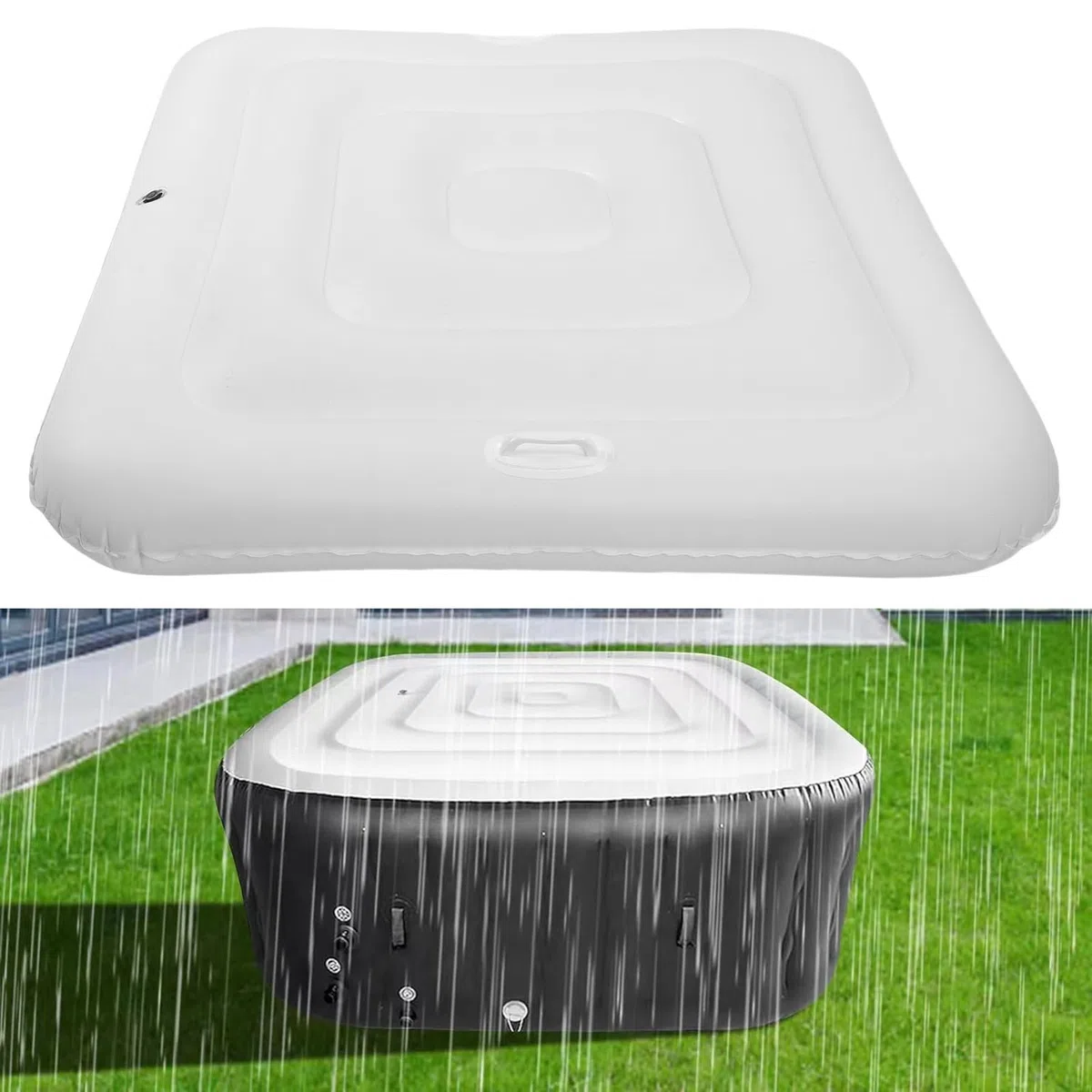 Couverture de Piscine Carrée Gonflable de 130 Cm, Protection en PVC Anti-poussière pour Spa Extérieur pour Une durabilité et Une propreté Améliorées