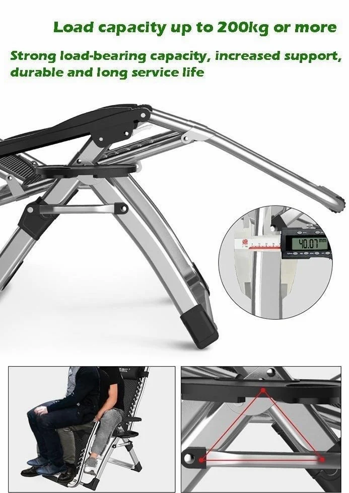 La Chaise de Repos Extra Large de Chaise Longue de Patio de Bureau extérieur Confortable de Plage de Bureau inclinable de terrasse-Inclinaison Confortable avec des Coussins soutient 200kg