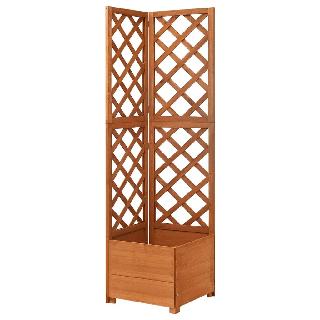 vidaXL Bois de Sapin Massif Jardinière d'angle en Treillis Bac à Fleurs Pot de Plantes Jardin Balcon Terrasse Patio Extérieur 40x40x150 cm