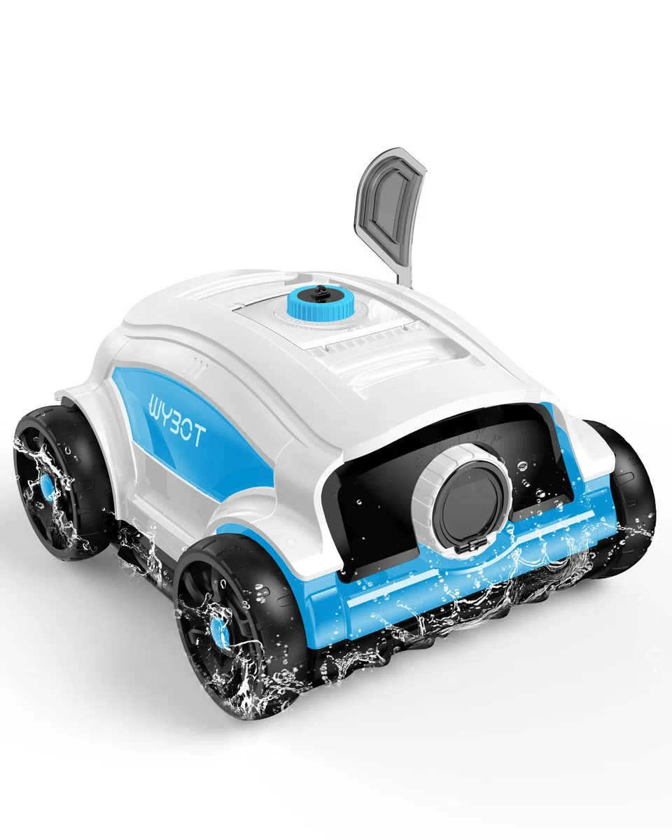 WYBOT Osprey 300II Robot Piscine, Aspirateur Piscine sans Fil avec Batterie,Stationnement Automatique,Nettoyeur Piscine pour Piscines Hors Sol 100 m²,Buse Réglable,120 Min (Blanc Bleu)