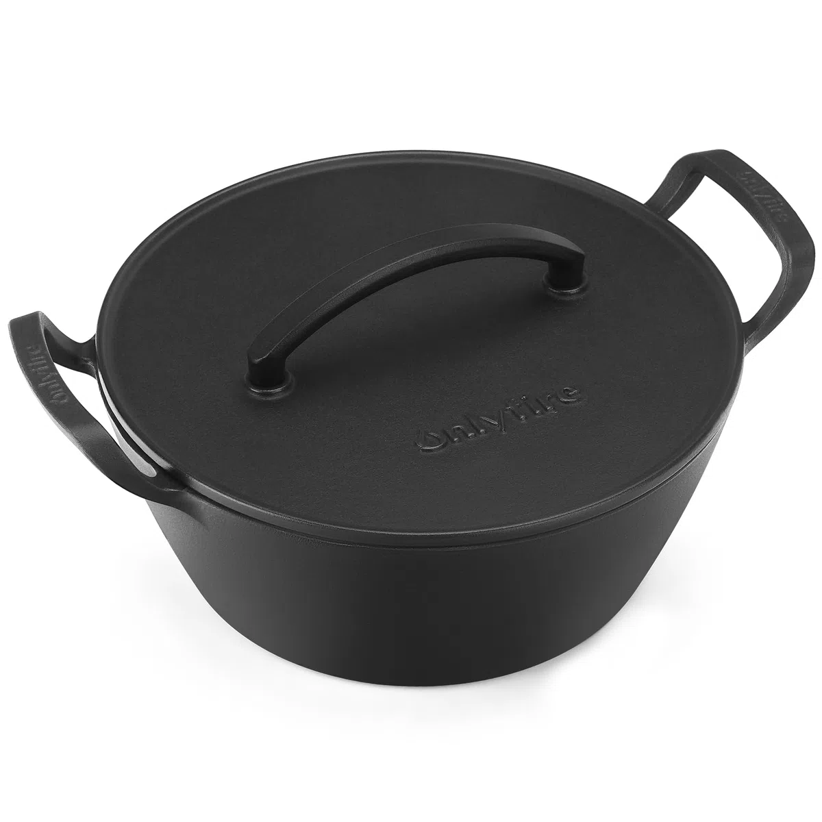 onlyfire Cocotte en Fonte Émaillée 25 cm avec Couvercle | Dutch Oven pour Barbecue et Feu de Camp, Compatible Induction, Gaz et Four, Poignées Larges, Couvercle à Rebord pour Braises