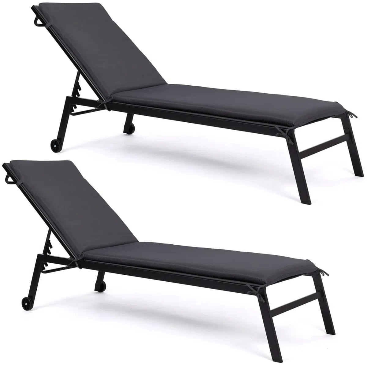 IDMarket - Lot de 2 Coussins transat 190 cm Gris Anthracite