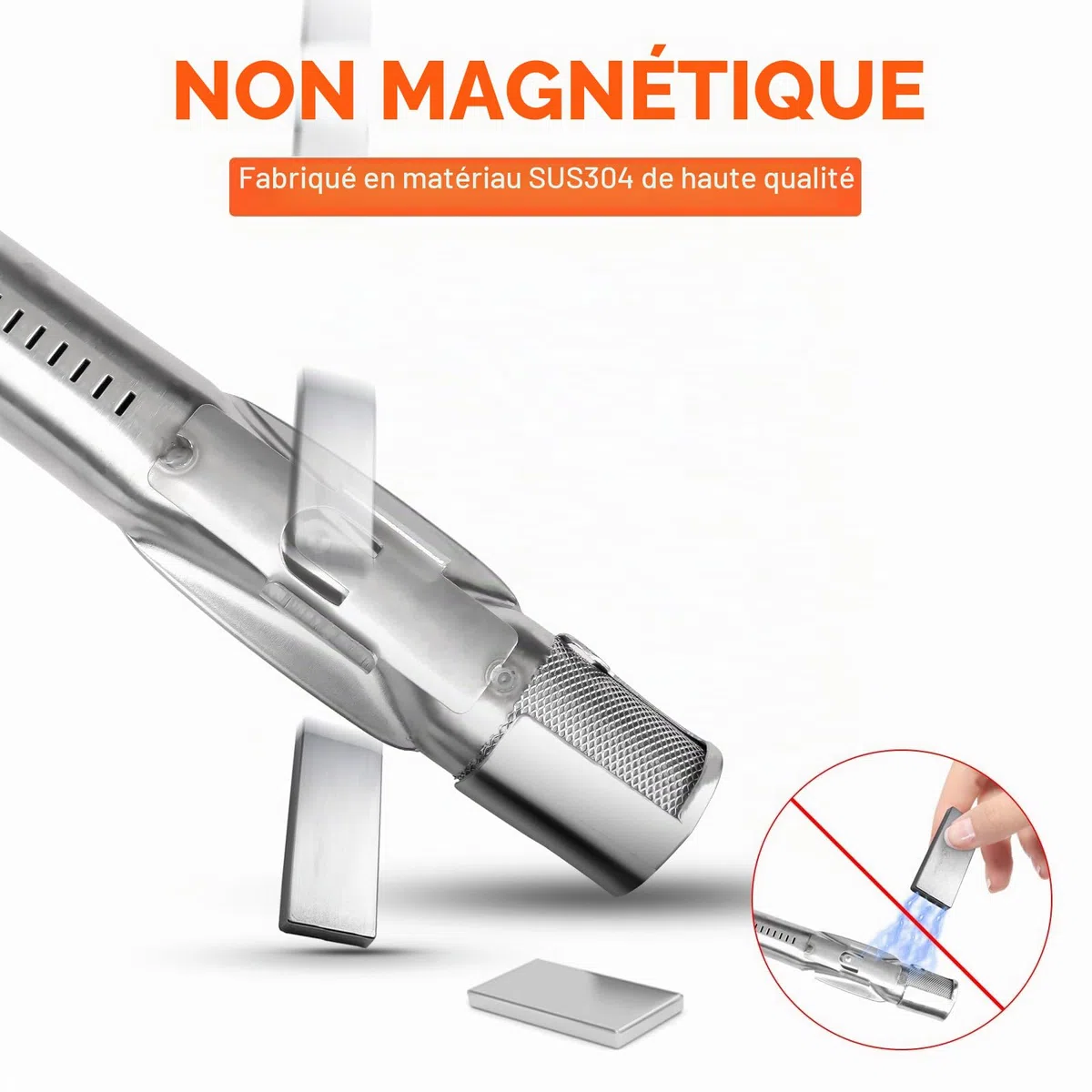GFTIME Brûleur à gaz, acier inoxydable et plaque thermique en acier émaillé, déflecteur de chaleur de remplacement pour Weber Spirit I & II E210/220, S210, S220 (mit vorderen Brennerknöpfen)