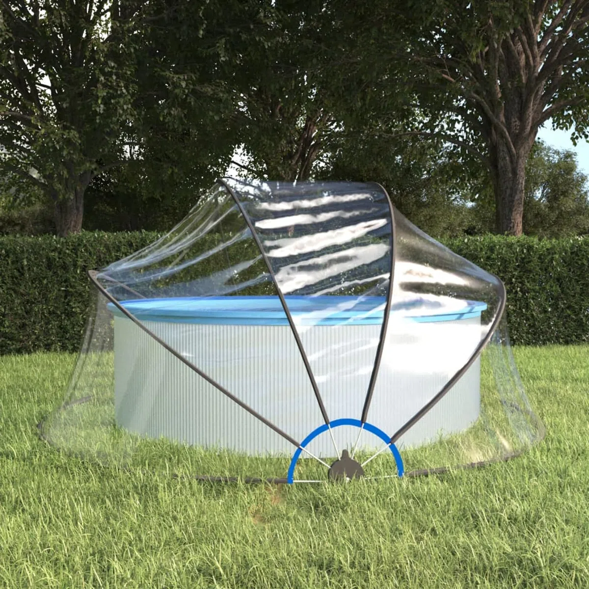 Gecheer Dôme de Piscine Transparent PVC UPF 30 - Protection Solaire et Pluie, 315x158 cm, Convient aux Piscines Intérieures et Hors Sol