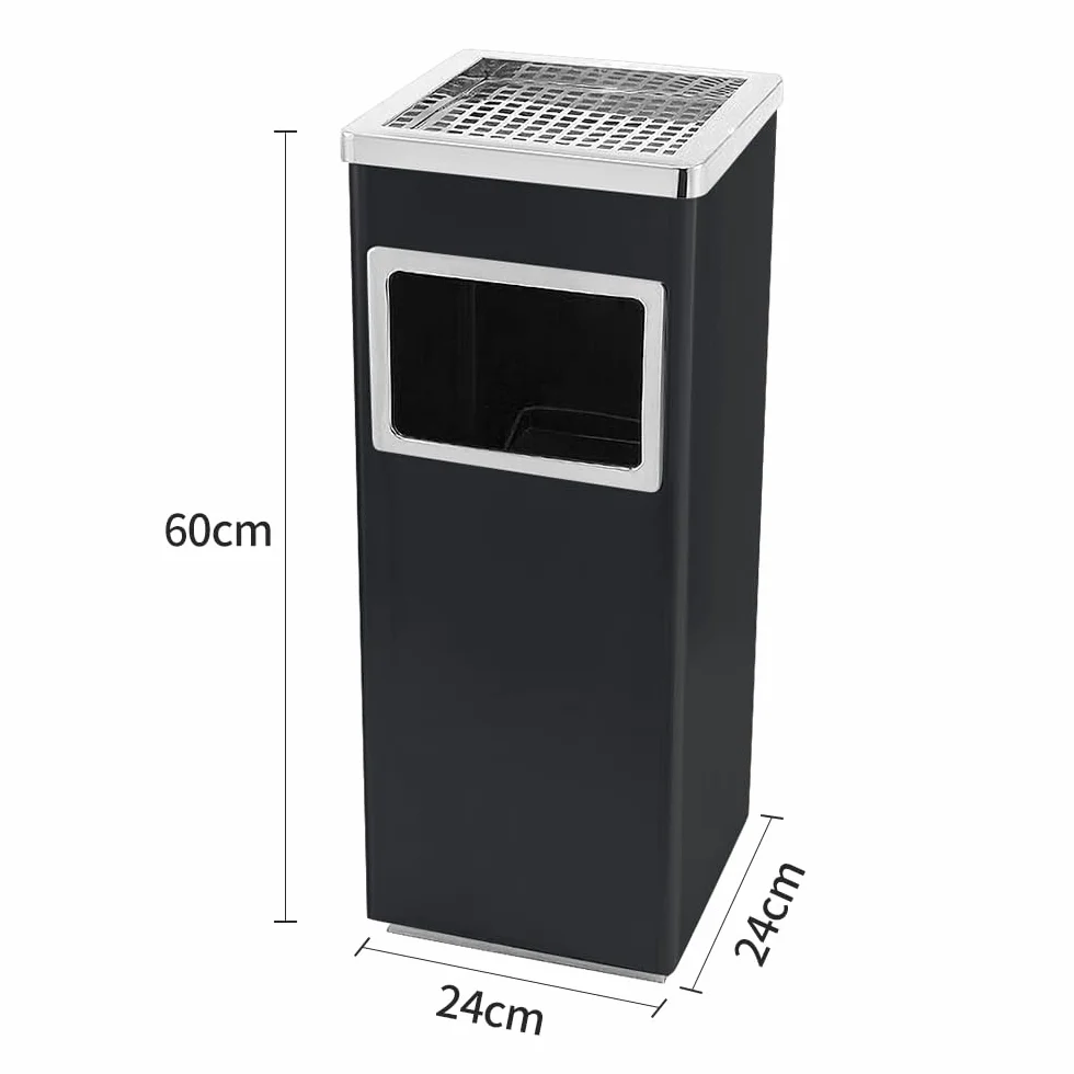 Bacs à déchets de jardin 35L,Cendrier amovible sur pied en acier inoxydable,Poubelle ronds avec poubelle et seau intérieur,pour Intérieur/Extérieur,Commercial